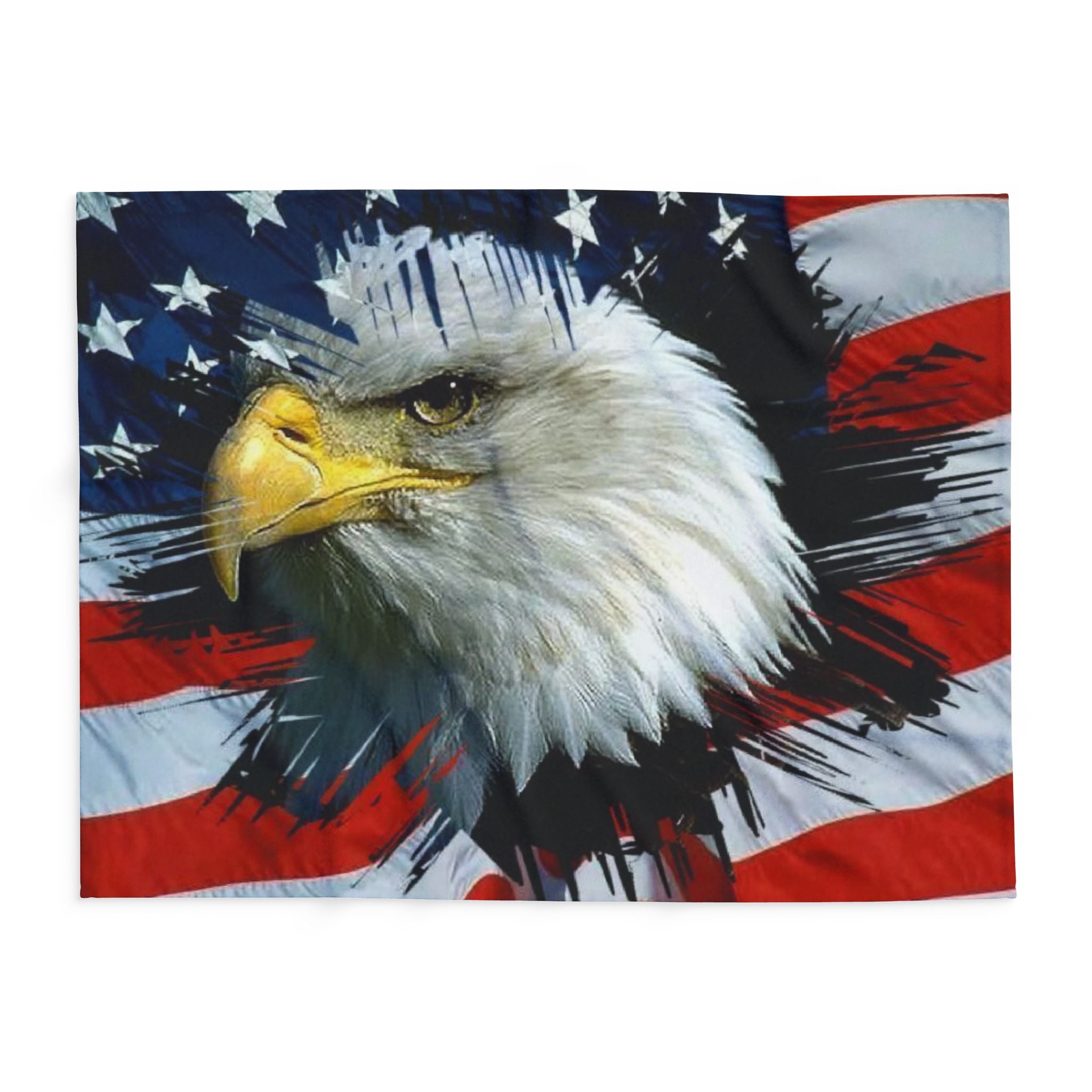 Patriotic Bald Eagle Fleece Blanket — American Flag Throw for 4th of July & Veterans
