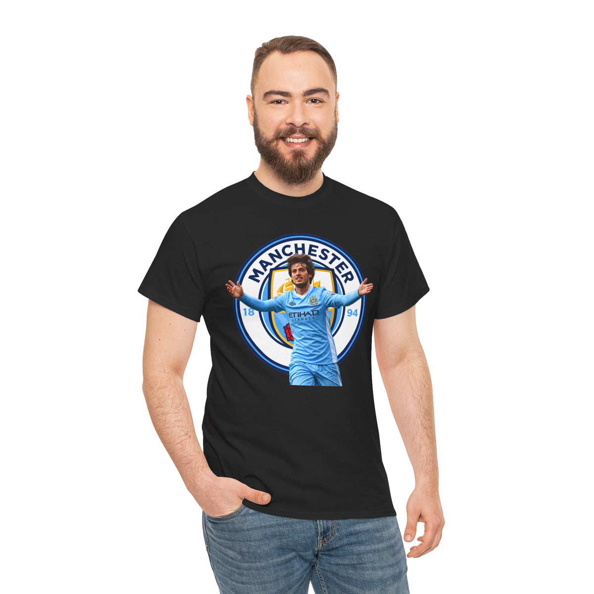 David Silva Manchester Legend Football Tee — Player Celebration Design