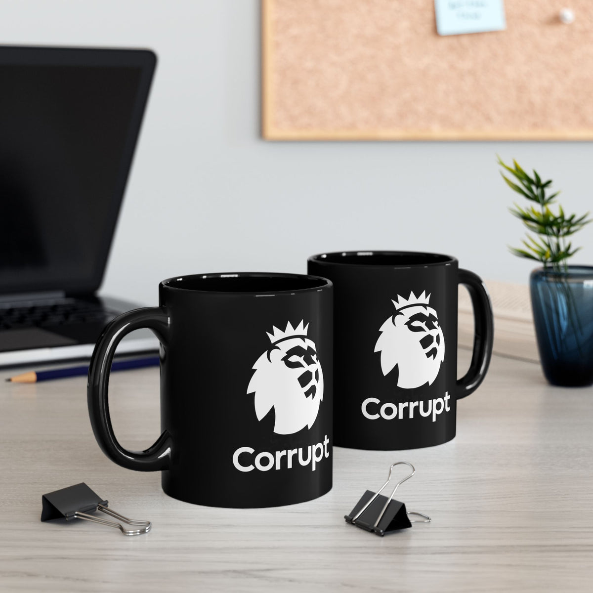 Premier League Corrupt Lion Logo Black Mug — 11oz/15oz Coffee Cup
