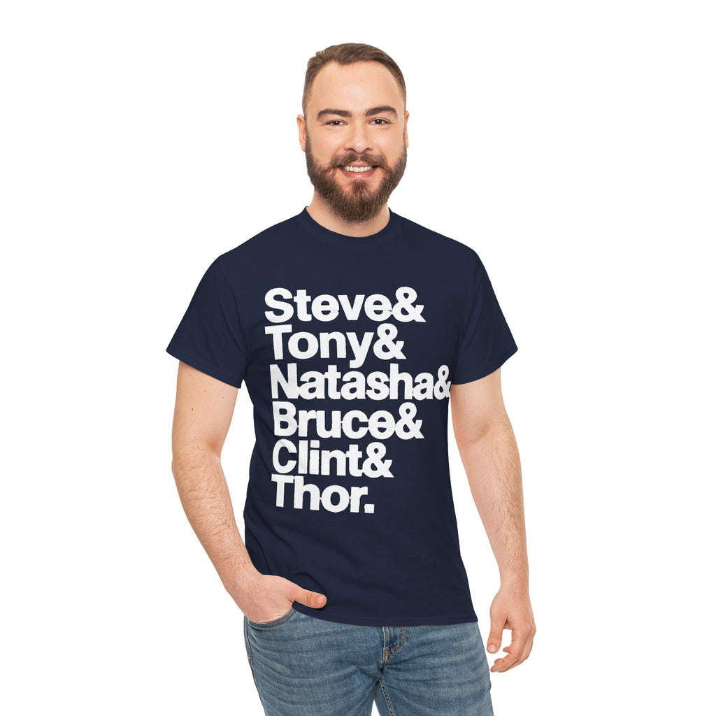 Avenger Names T-Shirt — Steve & Tony & Natasha & Bruce & Clint & Thor Tee