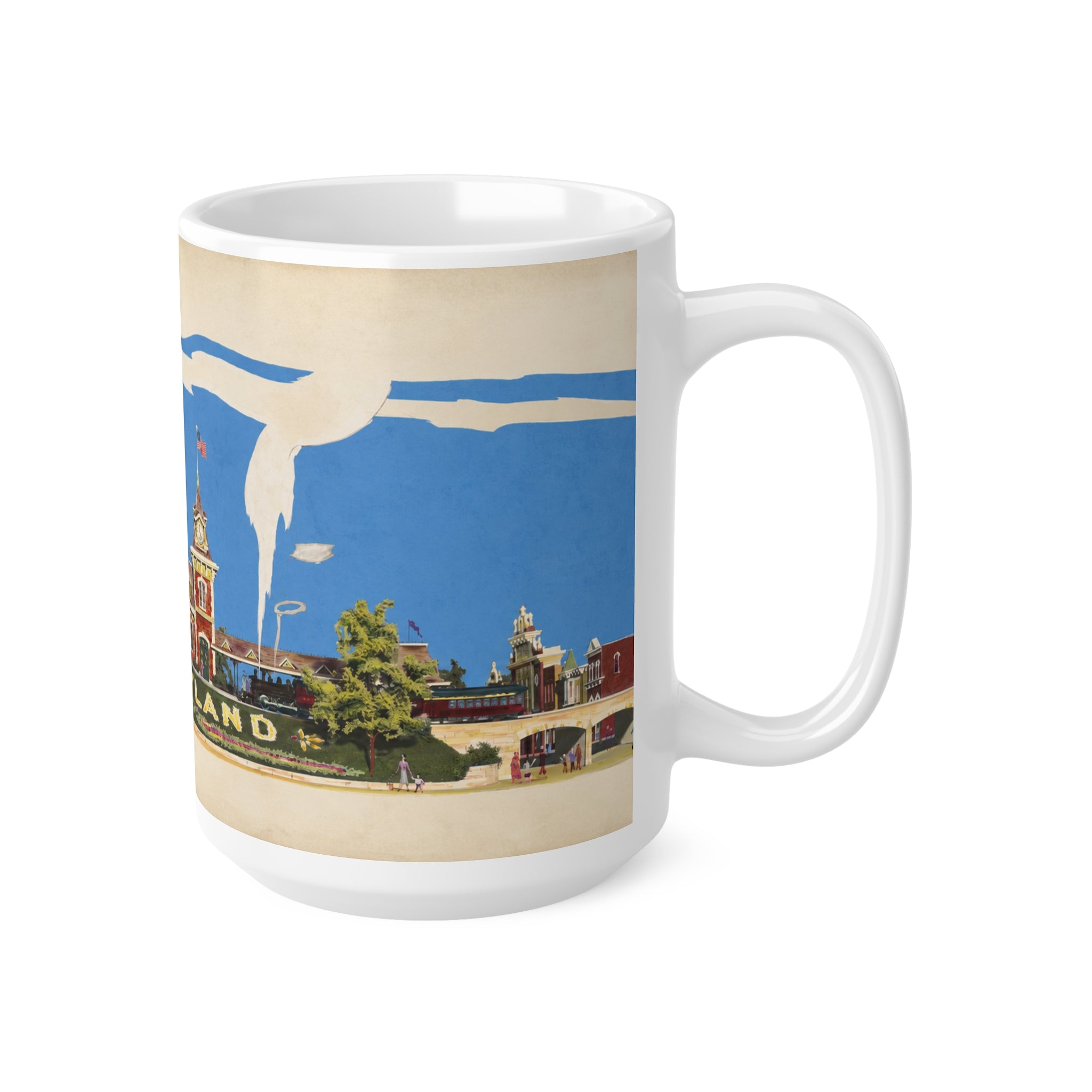 Disneyland Vintage Entrance Ceramic Coffee Mug — Retro Theme Park Travel Poster Design (11oz, 15oz)