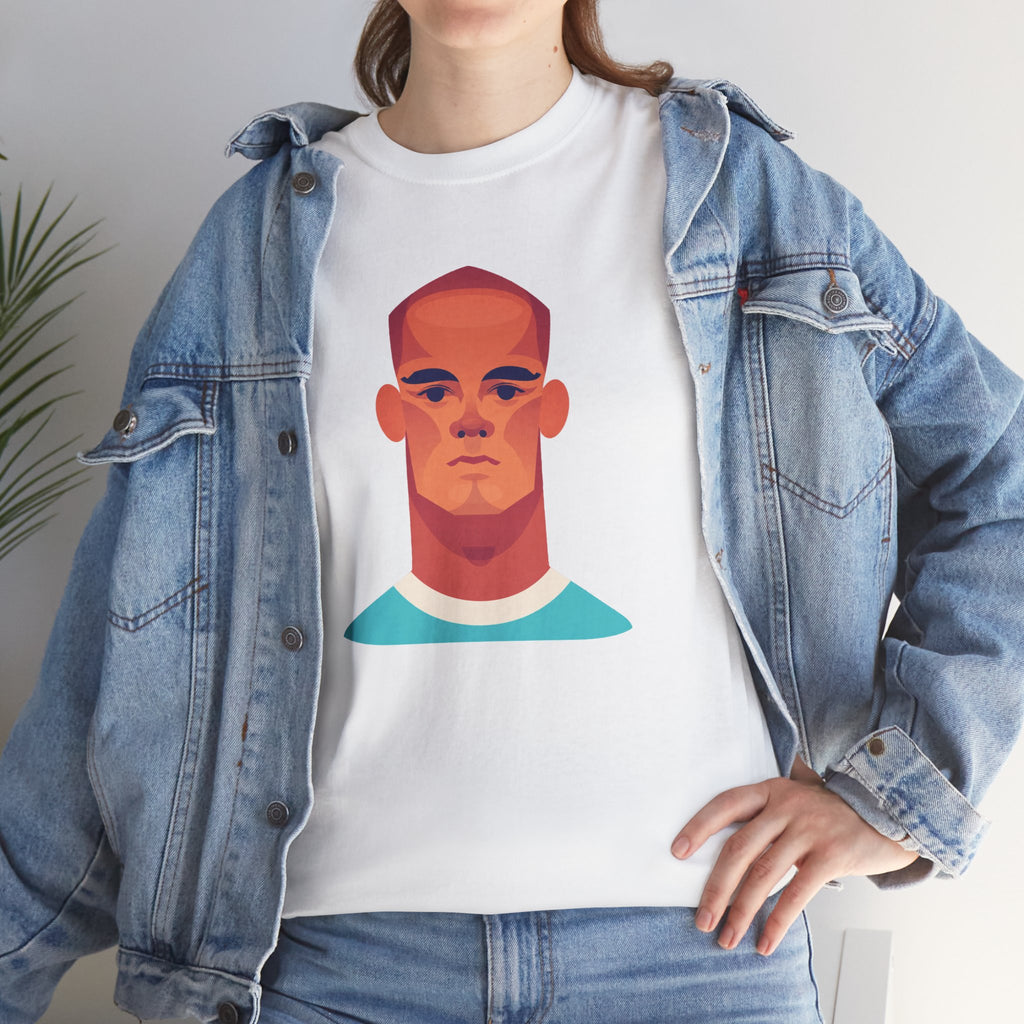 Vinny Kompany Manchester City Legend Minimalist Portrait Tee — Bold Stylized Face Graphic T-Shirt