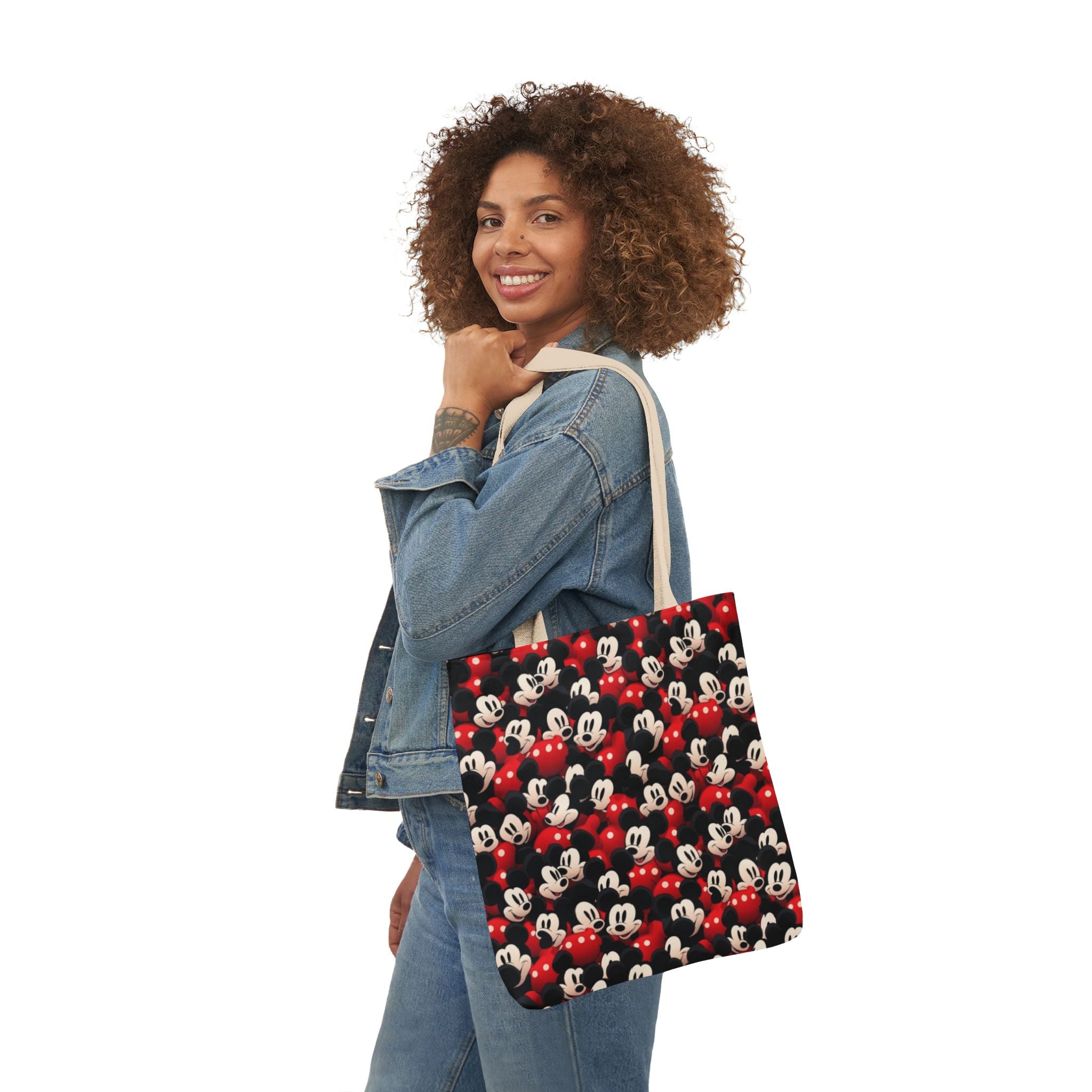 Mickey Mouse Canvas Tote — Retro Cartoon Character Allover Print