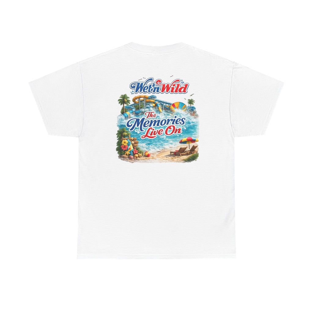 Wet'n Wild Beach Tee — "The Memories Live On" Retro Island Graphic Shirt