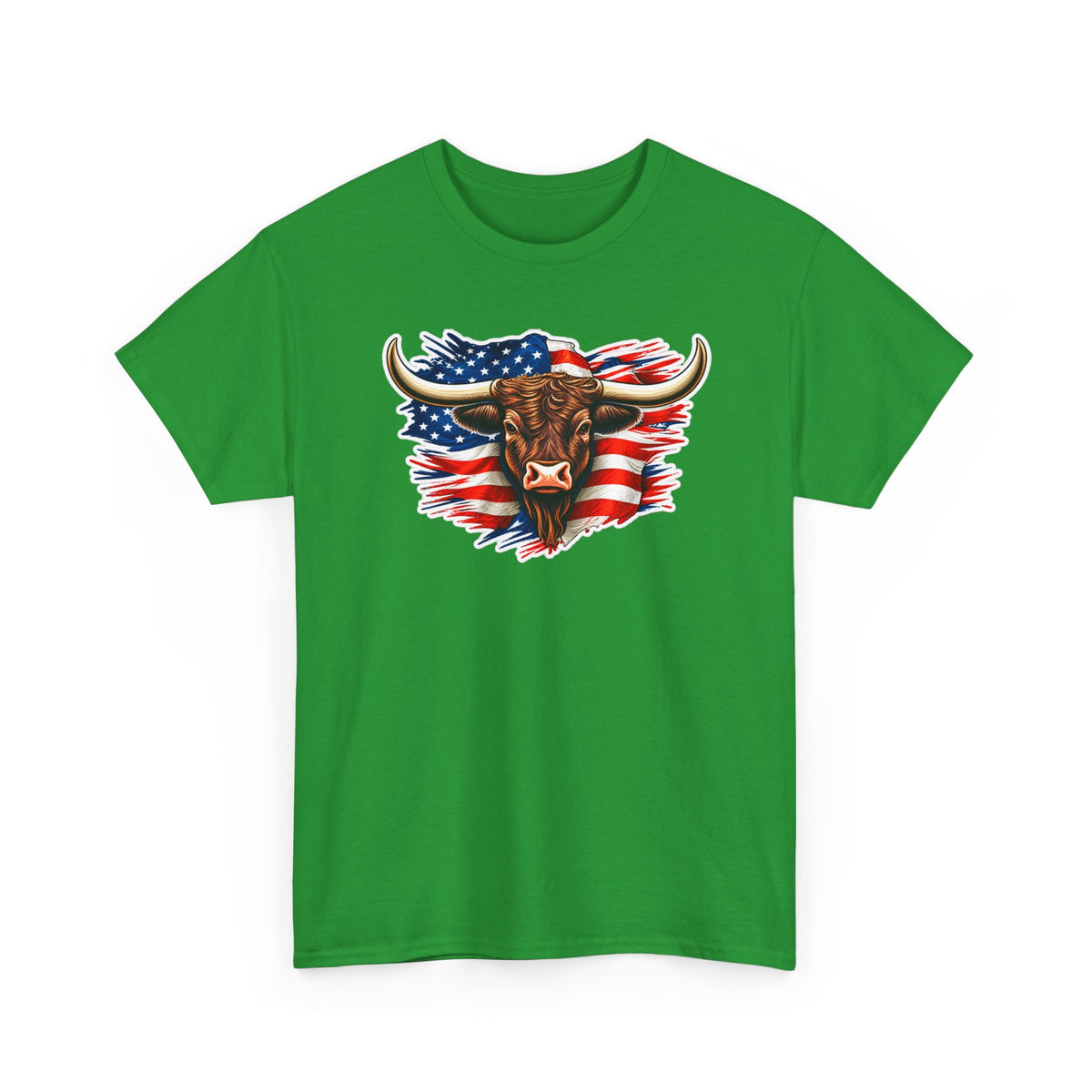 American Flag Bull Graphic Tee — Patriotic Cowboy Western T-Shirt