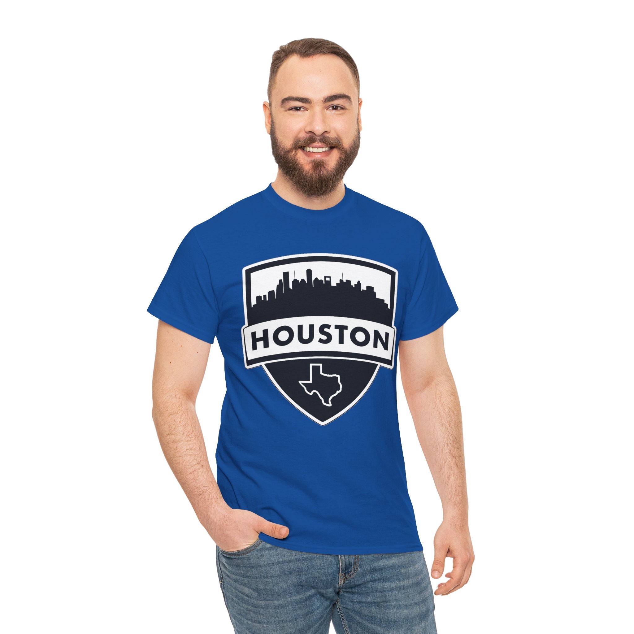Houston Skyline Shield T-Shirt — Texas Outline City Pride Tee