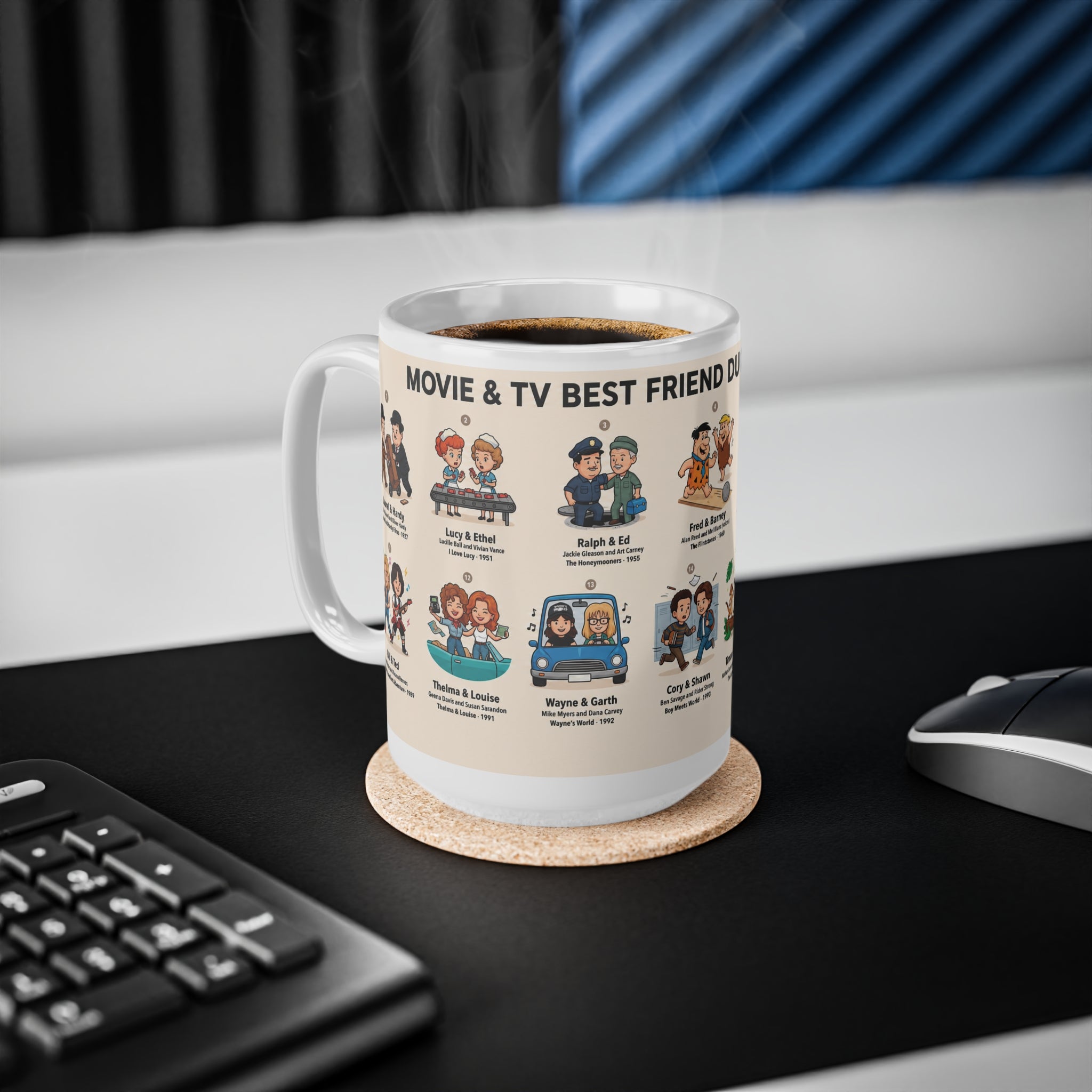 Best Friend Duos Coffee Mug — Vintage Club Championship Medal Design (11oz & 15oz)