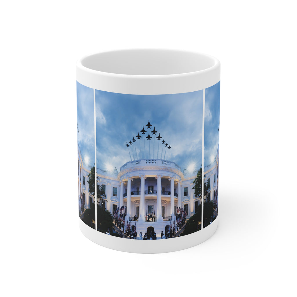Patriotic White House Panorama with Jet Flyover 11oz/15oz Ceramic Mug