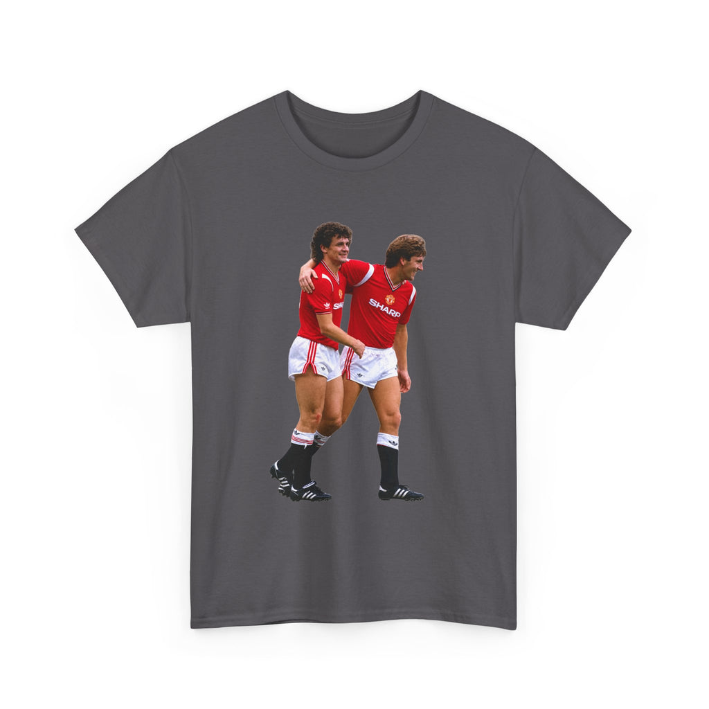 Hughes and Whiteside Manchester United Legend Teammates Graphic Cotton T-Shirt / Tee