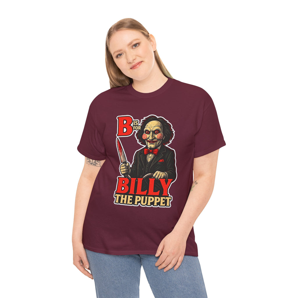 Billy the Puppet Horror Tee — Jigsaw-Style Killer Doll Graphic T-Shirt