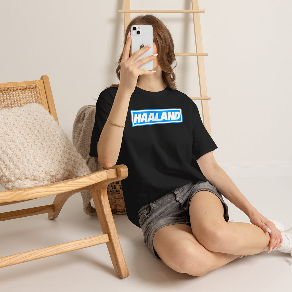 Haaland Box Logo Tee — Soccer Fan Jersey Style Shirt