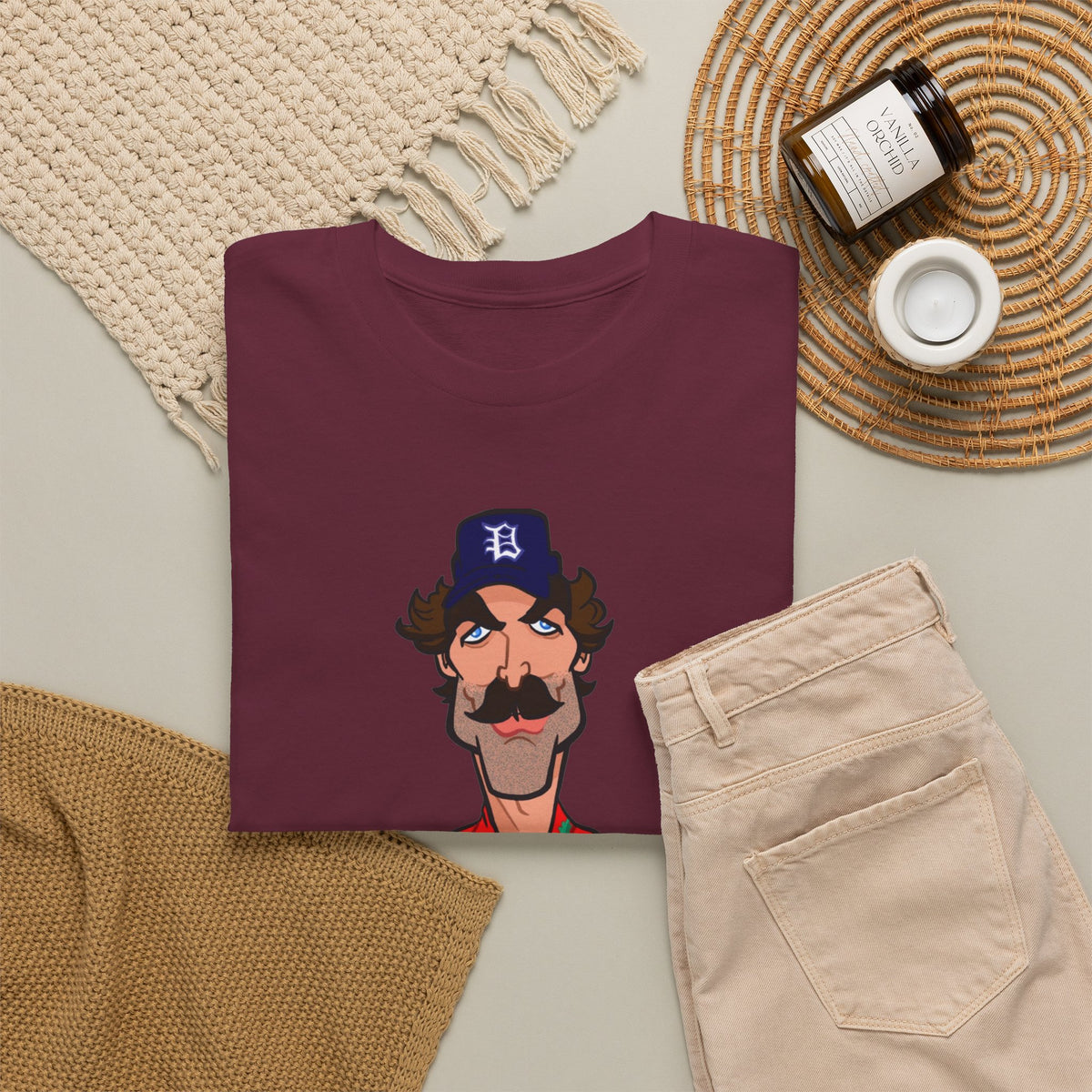 Magnum PI Retro Caricature T-Shirt — Retro Mustache Hat Portrait Tee