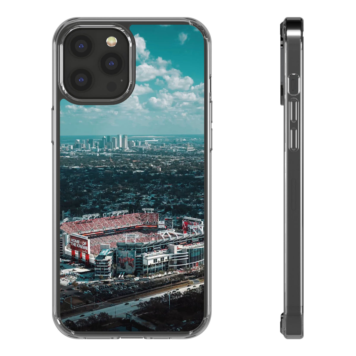 Tampa Bay Raymond James Stadium Clear Phone Case — Aerial City Stadium Design