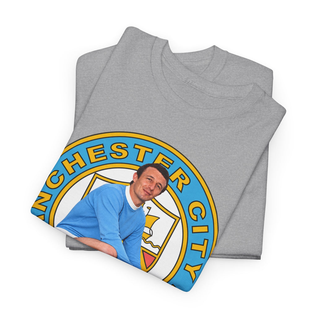 Mike Summerbee Manchester City Vintage Soccer Tee — Retro Player Crest Graphic