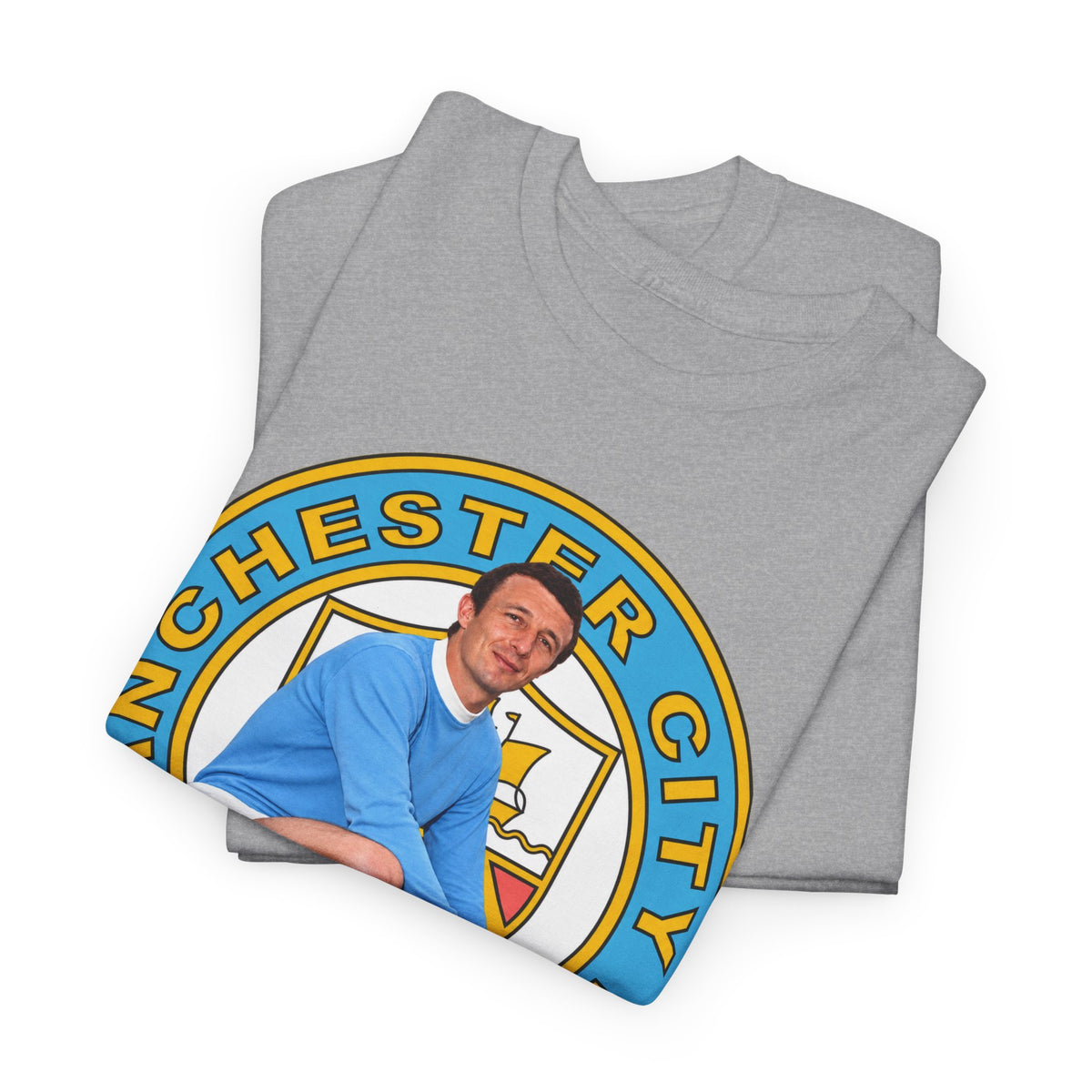 Mike Summerbee Manchester City Vintage Soccer Tee — Retro Player Crest Graphic