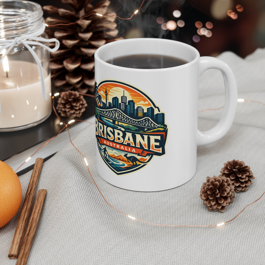 Brisbane Skyline Ceramic Mug — Australia City Souvenir Coffee Cup (11oz & 15oz)