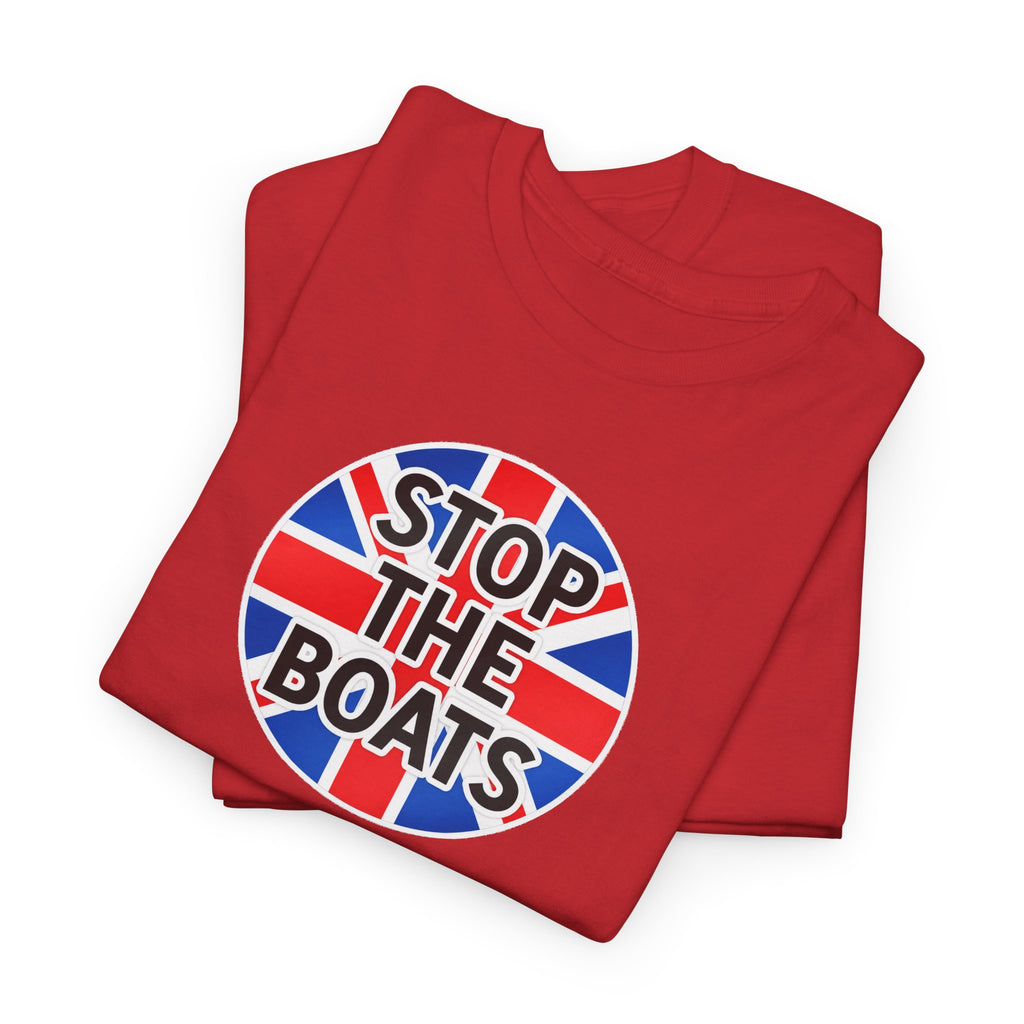Stop The Boats Union Jack Protest Cotton T-Shirt / Tee