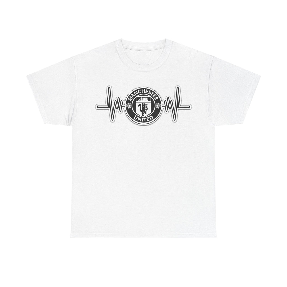 Manchester United Inspired Heartbeat T‑Shirt — Football Fan Pulse Tee