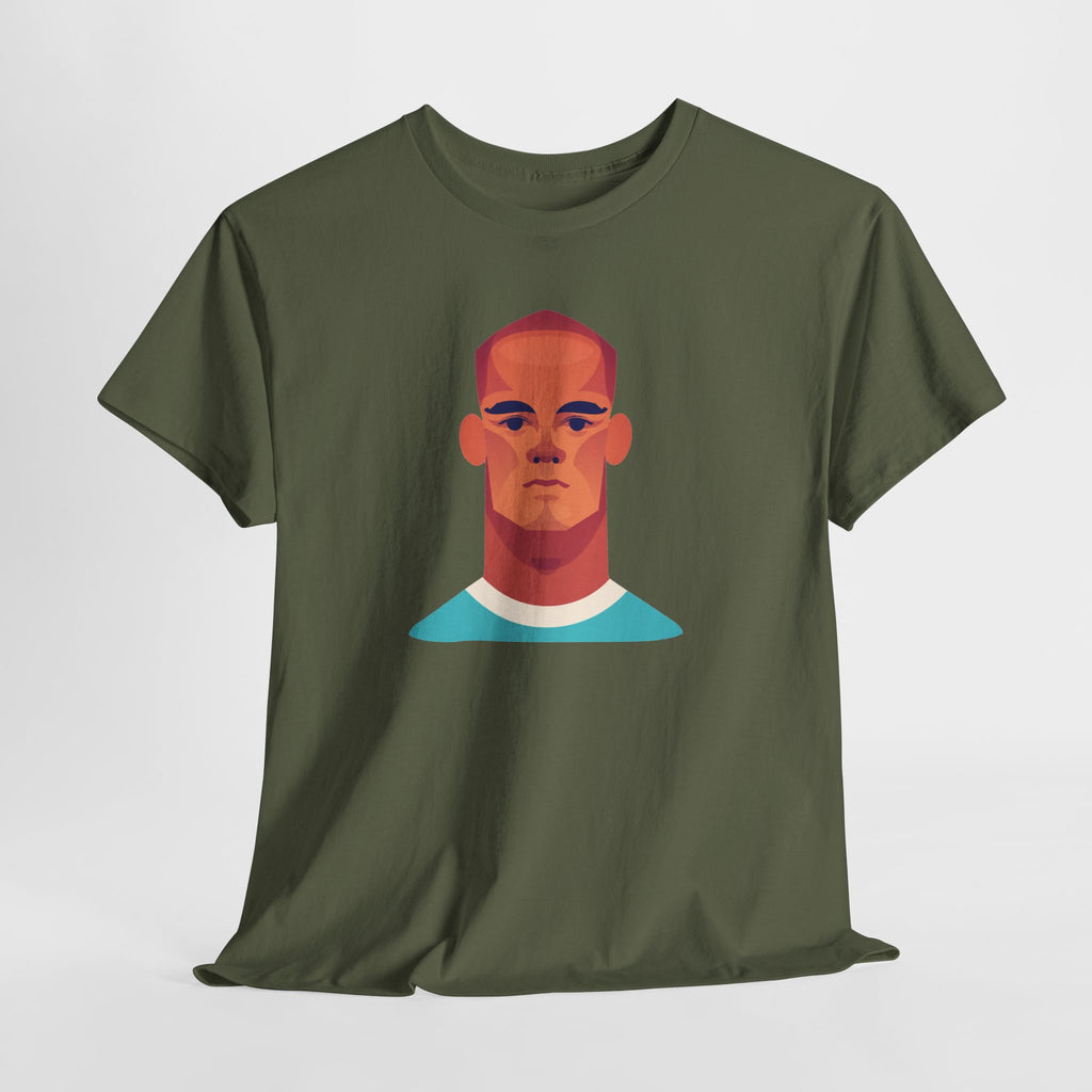 Vinny Kompany Manchester City Legend Minimalist Portrait Tee — Bold Stylized Face Graphic T-Shirt