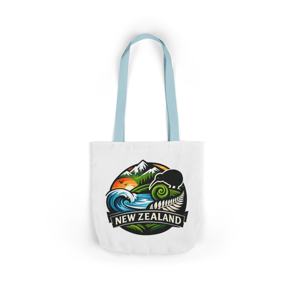 New Zealand Scenic Tote Bag — Kiwi, Mountains & Waves Canvas Tote