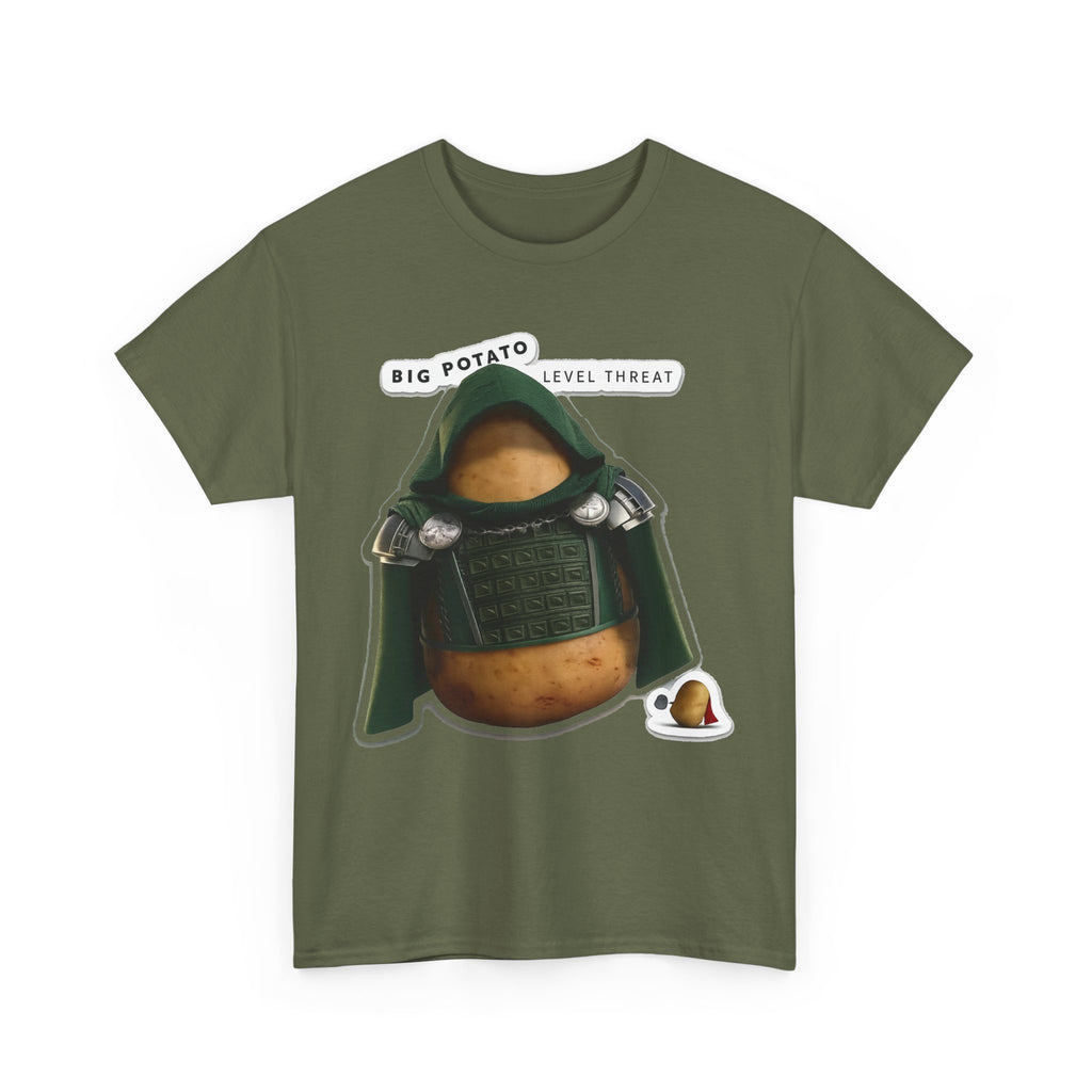 Big Potato "Level Threat" Doom Tee — Funny Potato Soldier Graphic T-Shirt