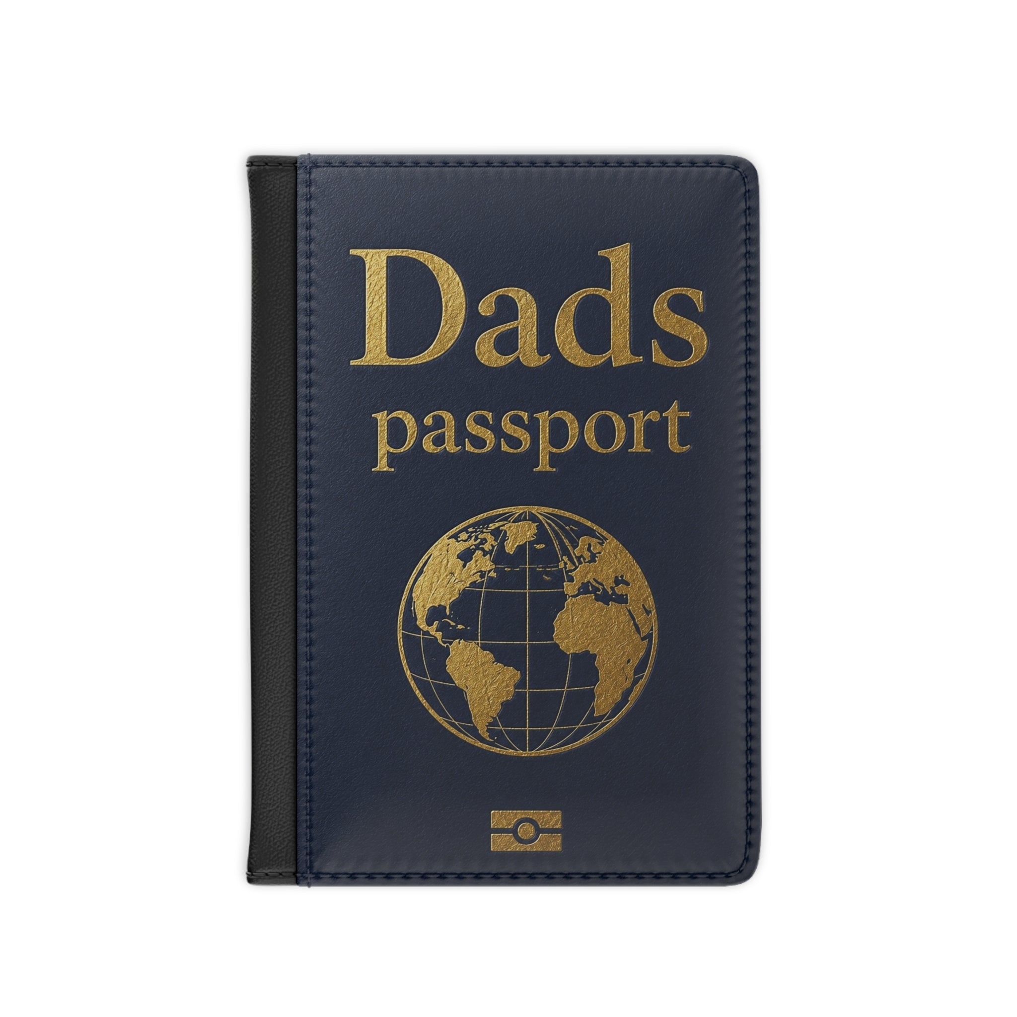 Dad’s Passport Cover – Leather Travel Passport Holder with Gold Globe Design