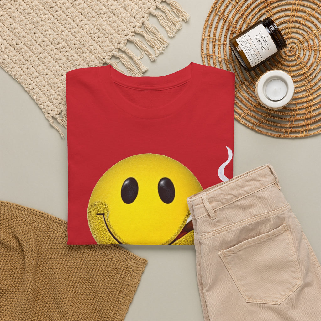 Smoking Happy Face Cigar Unisex Heavy Cotton Tee
