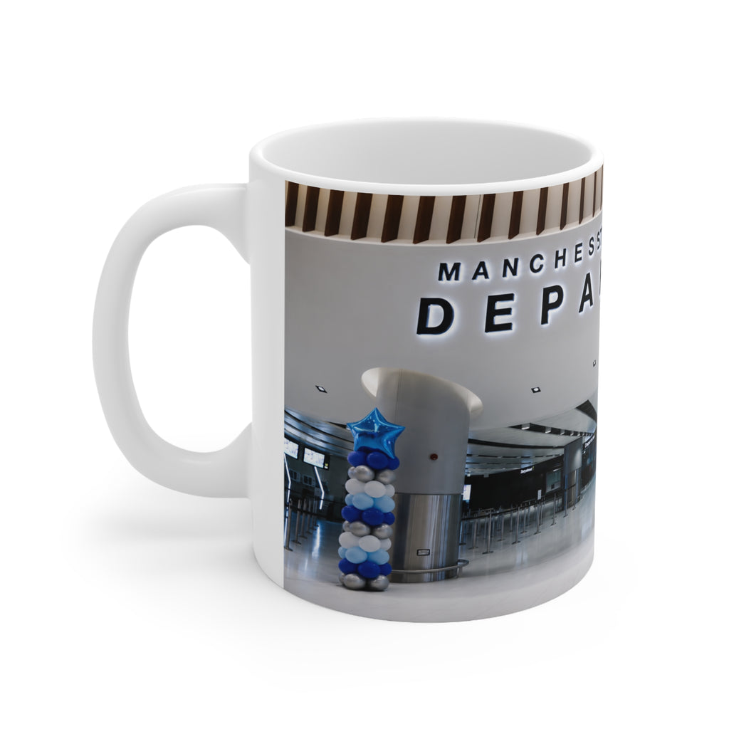 Manchester Airport Departures Terminal 2 Ceramic Coffee Cup (11oz & 15oz)