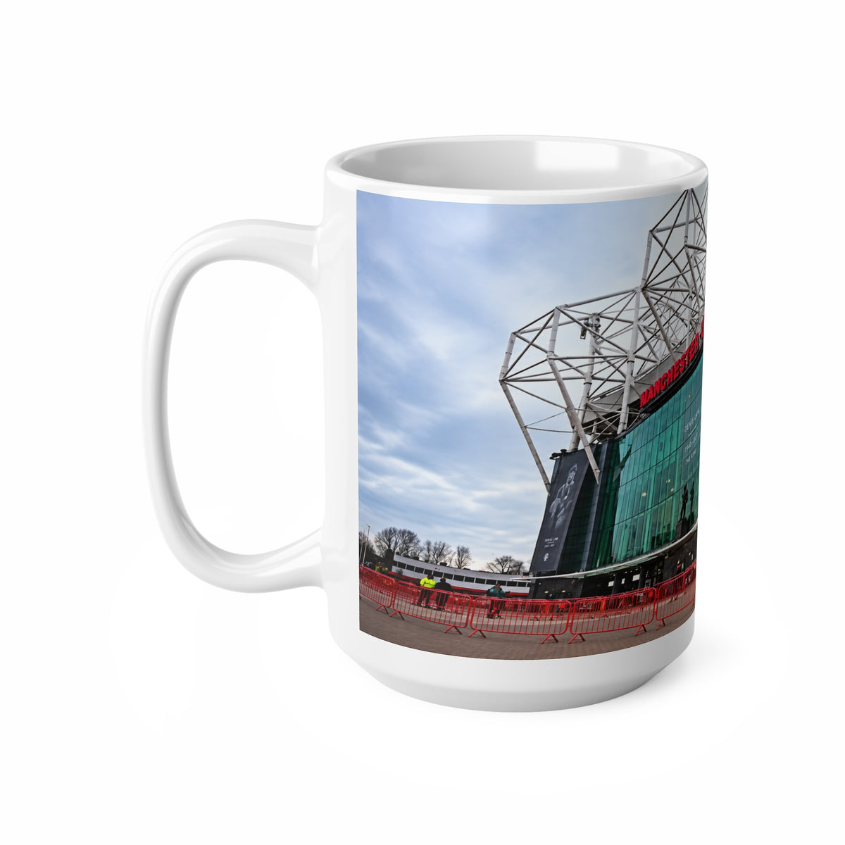 Manchester United Old Trafford Stadium Photo Mug — Ceramic Coffee Cup (11oz & 15oz)
