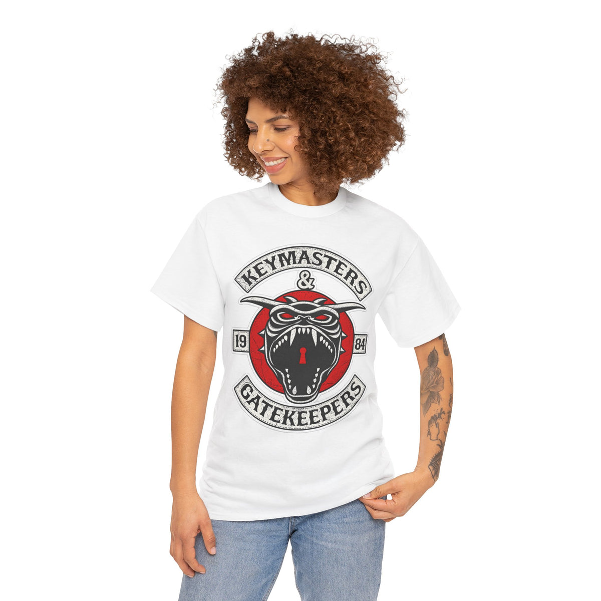 Keymasters & Gatekeepers Tee — Retro Demon Key Emblem Shirt (Since 1984)