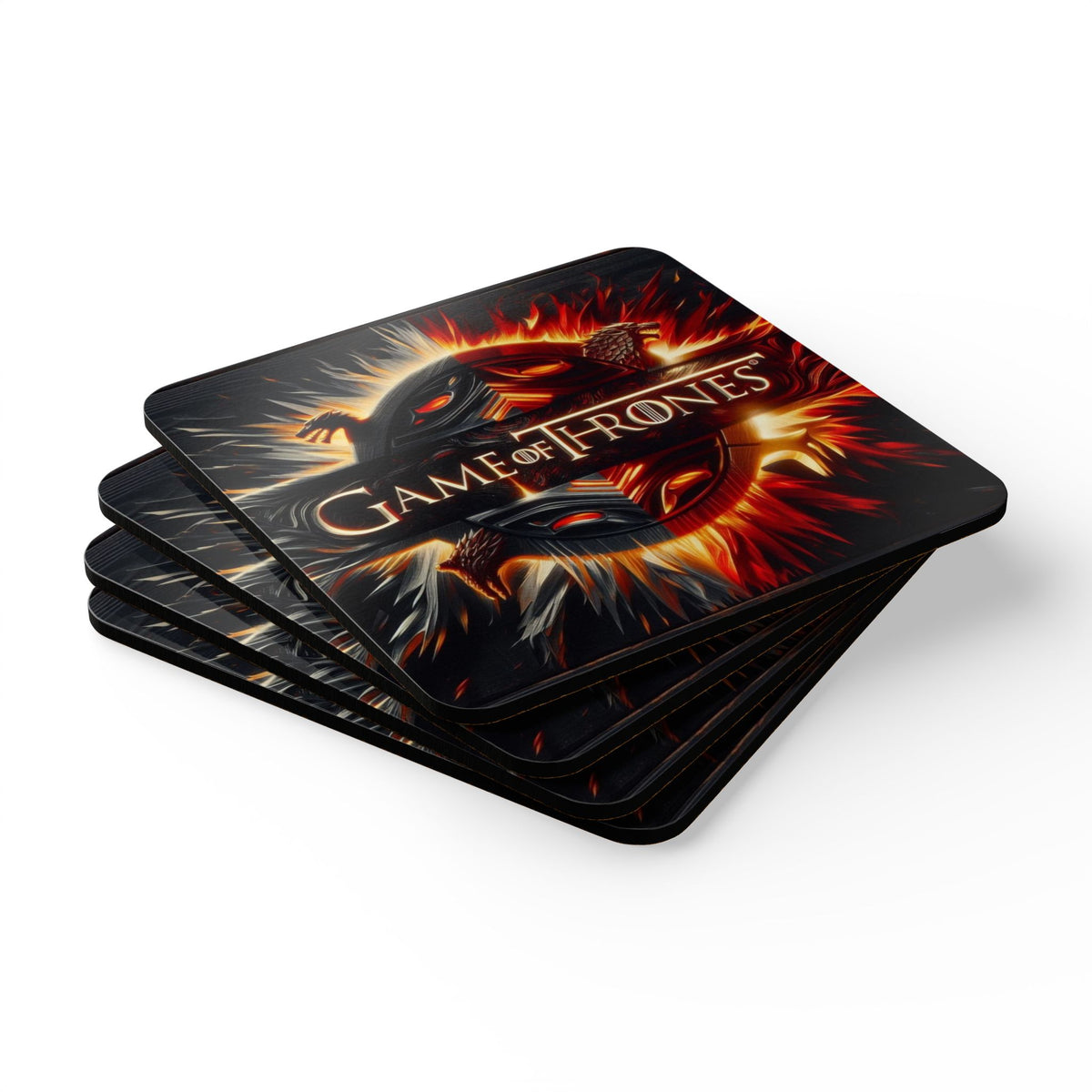 Game of Thrones Sigil Fire & Ice Design Cork Coaster Set
