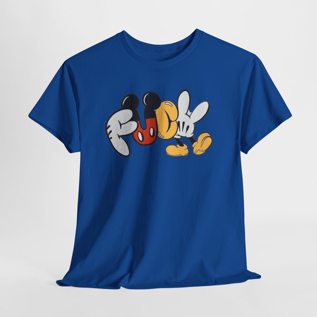 F**K Disney Graphic Tee — Playful Cartoon Hands & Shoes Design