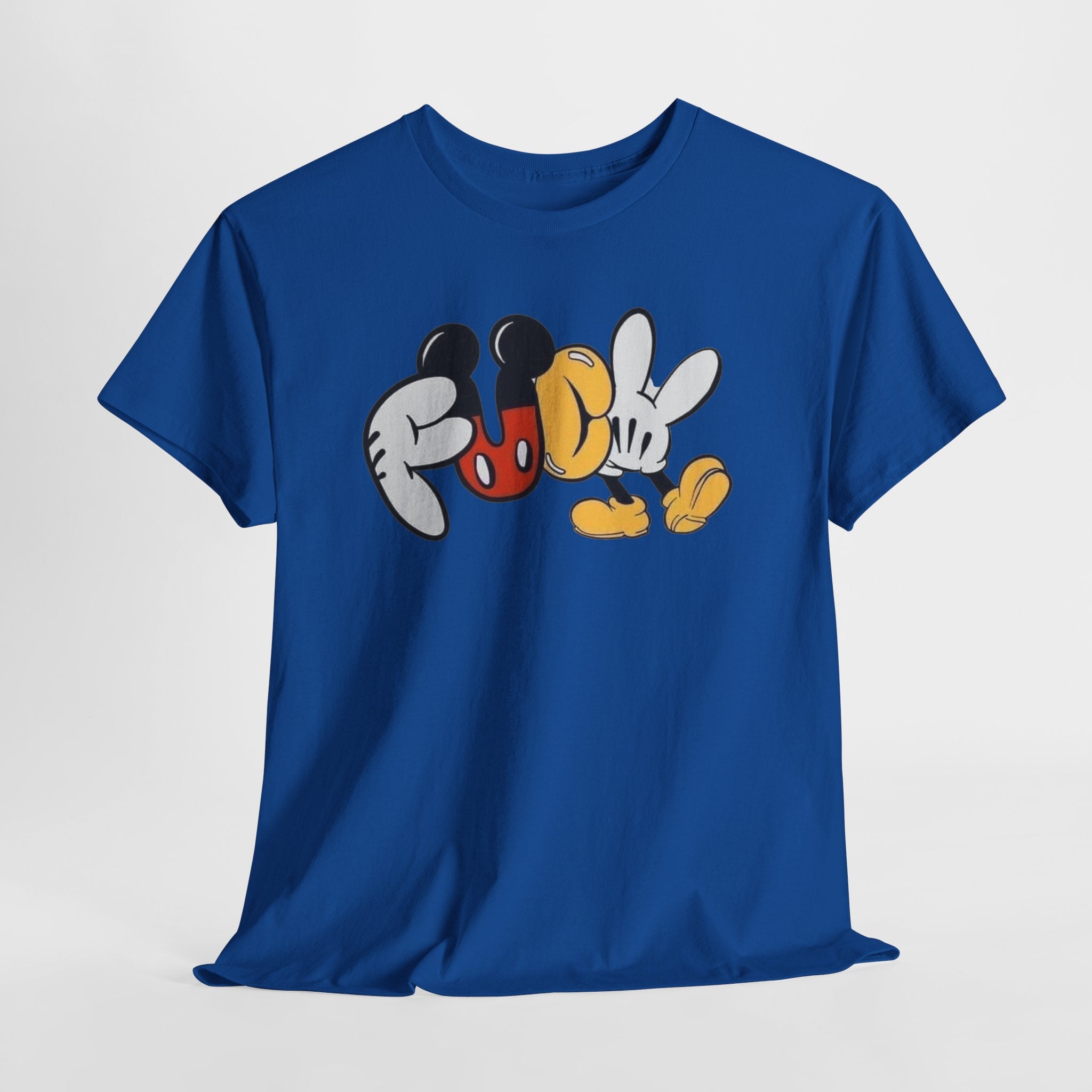 F**K Disney Graphic Tee — Playful Cartoon Hands & Shoes Design