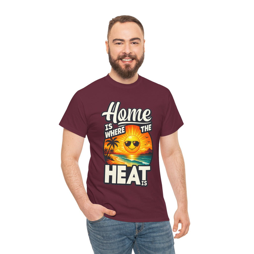 Home Is Where The Heat Is T-Shirt — Retro Beach Sunset Tee