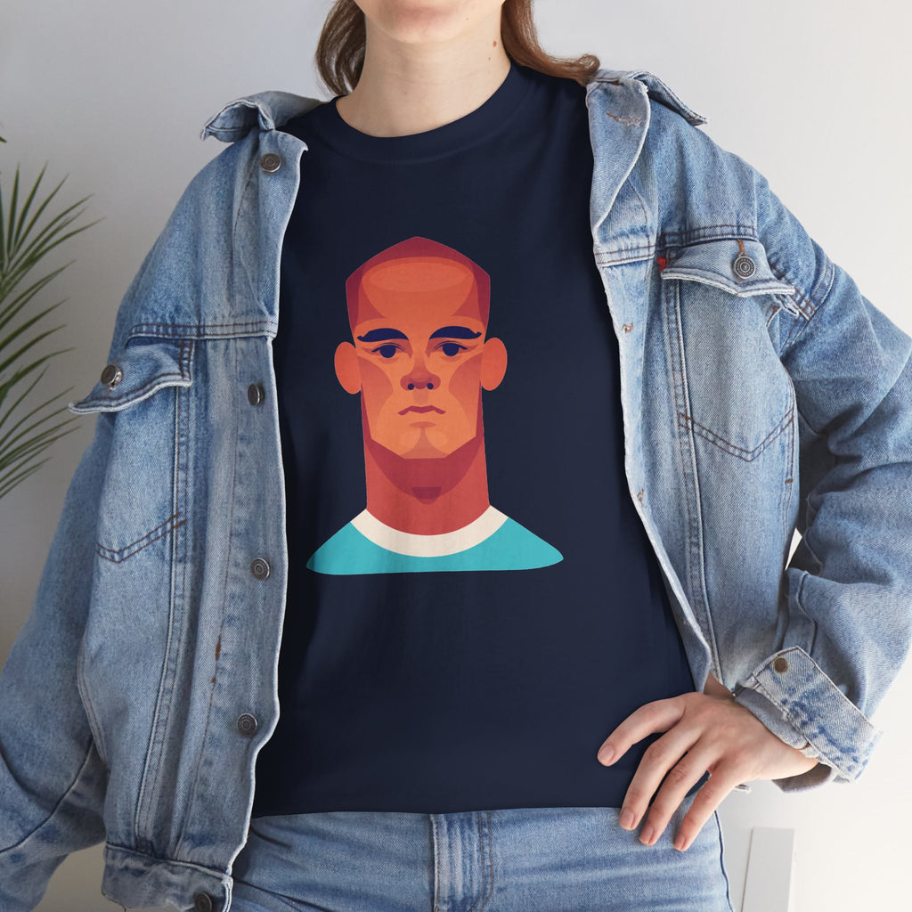 Vinny Kompany Manchester City Legend Minimalist Portrait Tee — Bold Stylized Face Graphic T-Shirt