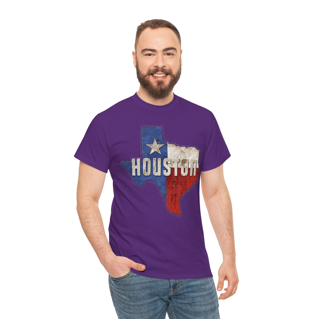 Houston Texas Flag Graphic Tee — Vintage State Outline T-Shirt