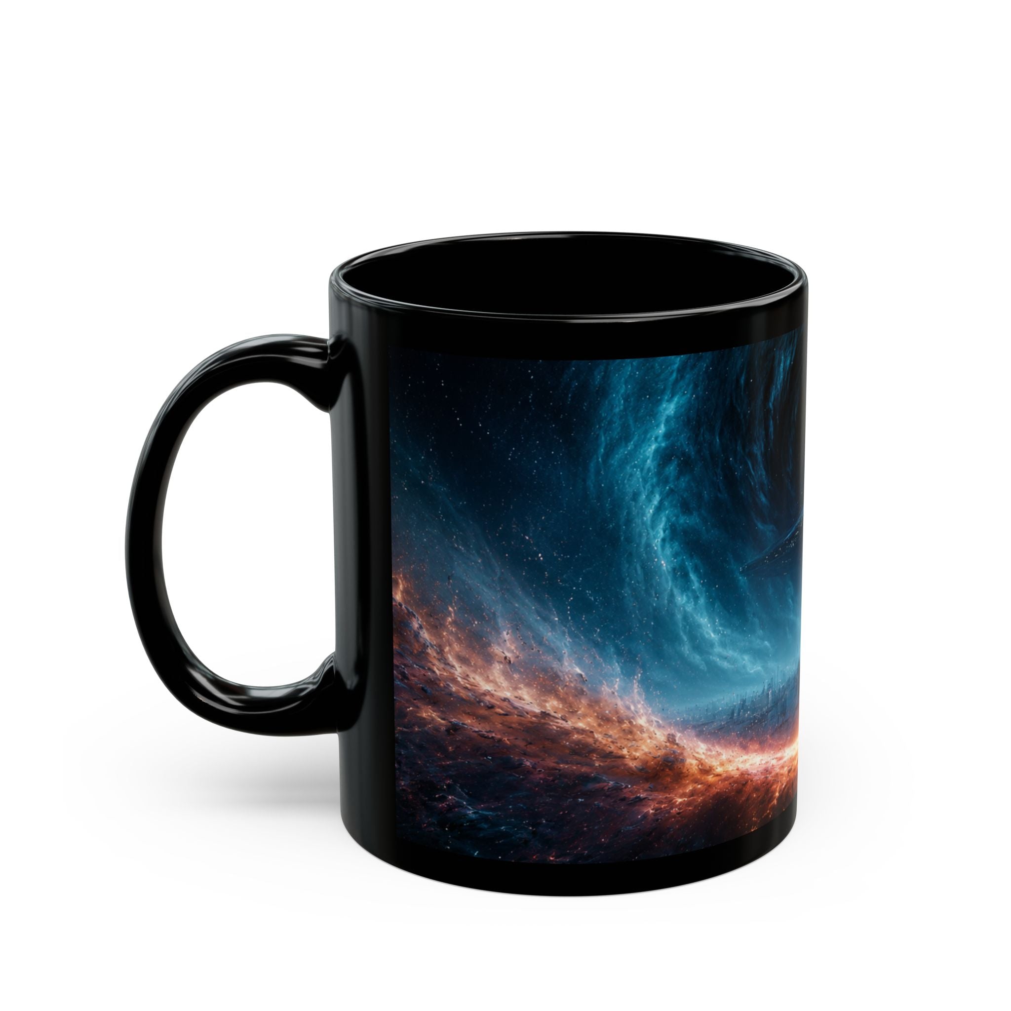 Empire Star Destroyer Galaxy Vortex Black Mug — Cosmic Space Coffee Cup (11oz & 15oz)