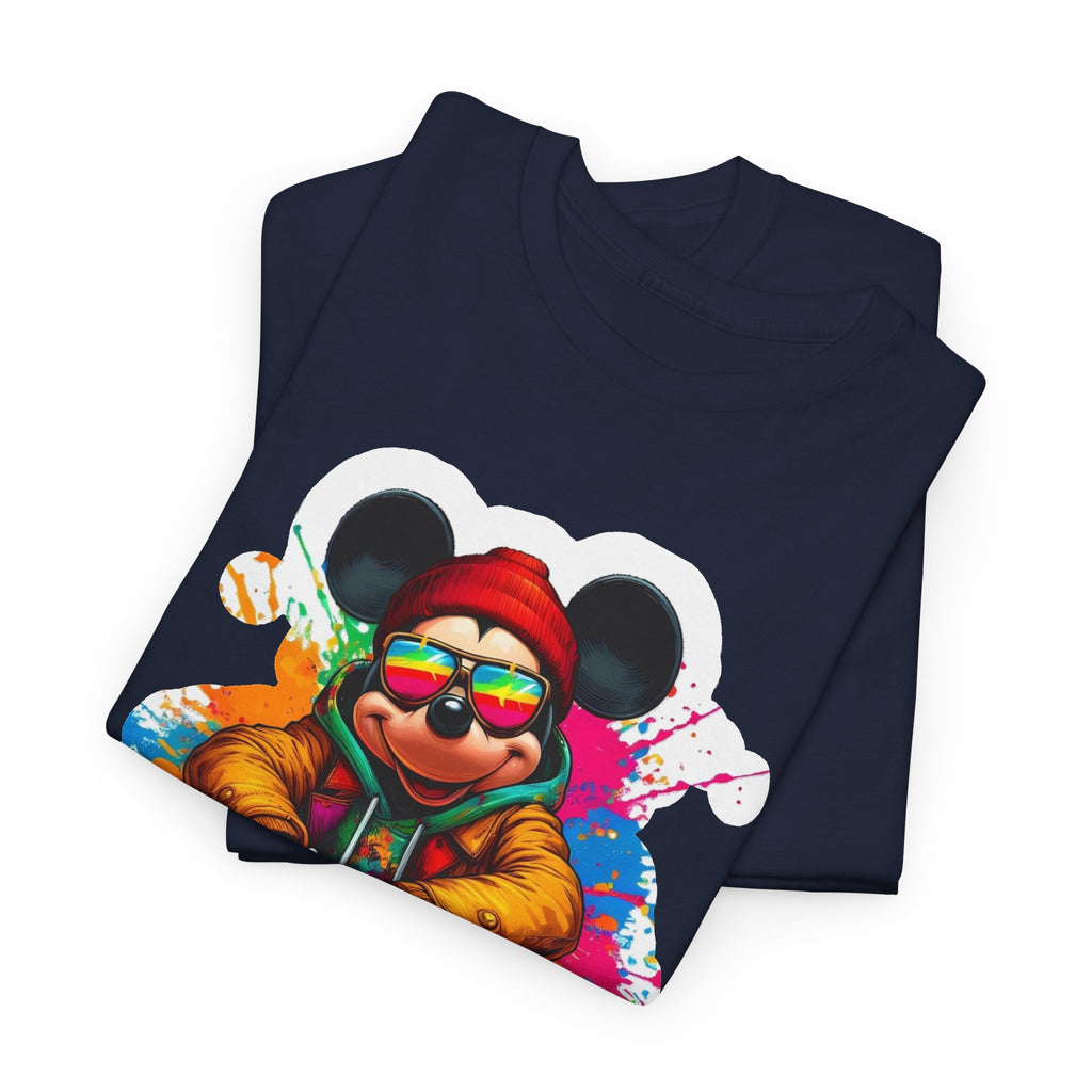 Streetwear Mouse Graphic Tee — Colorful Urban Hip-Hop Cartoon Shirt