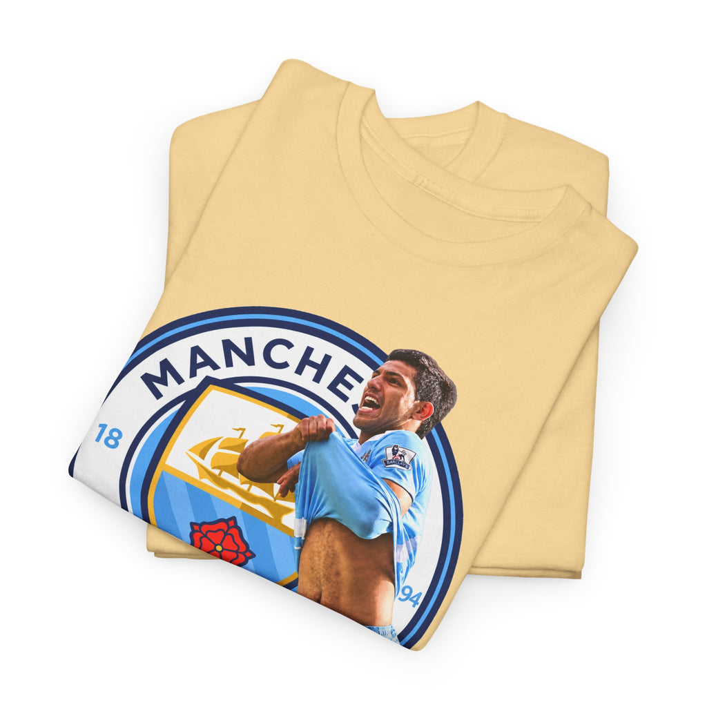 Sergio Aguero Manchester City Legend Soccer Tee — Player Celebration Graphic T-Shirt