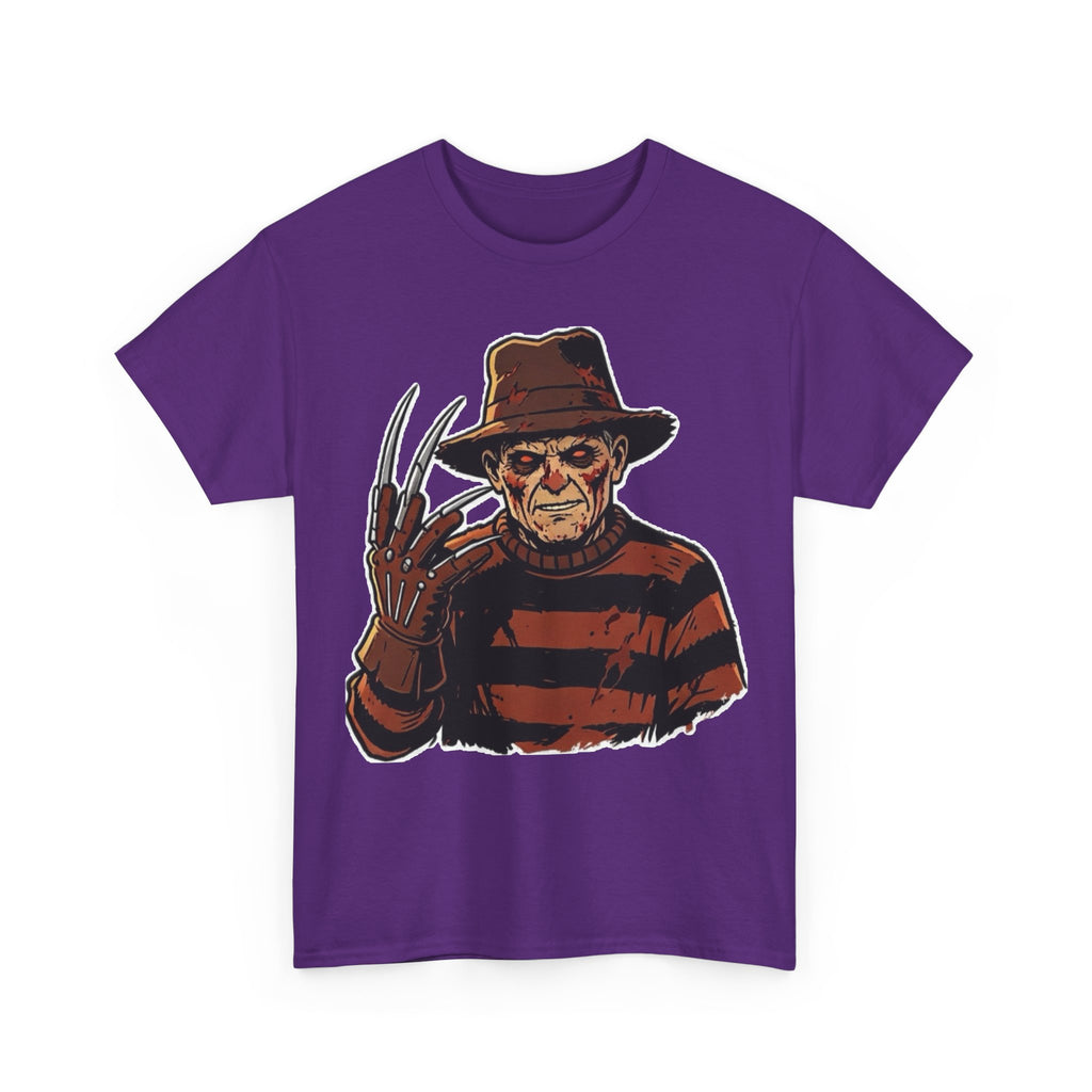 Freddy Krueger Horror Tee — Vintage Striped Nightmare Graphic