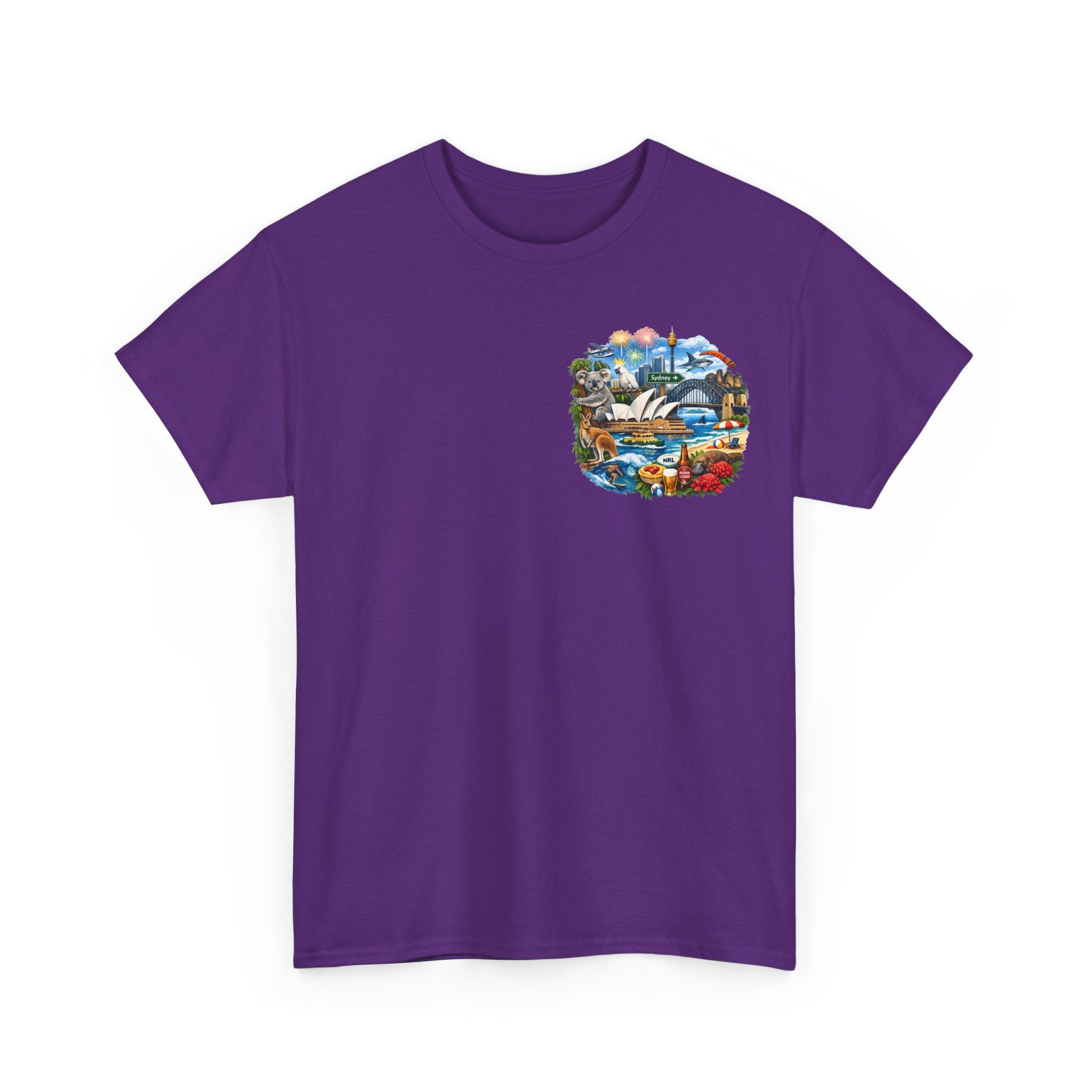 T-Shirt — Sydney Landmark Collage Tee (Opera House, Harbour Bridge, Koala & Beach Scene)