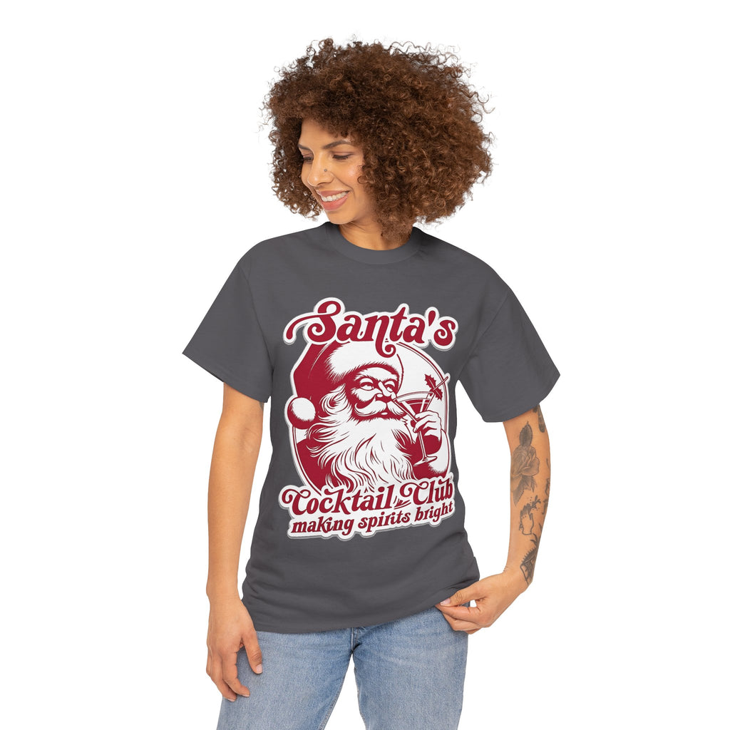 Santa’s Cocktail Club Tee — "Making Spirits Bright" Christmas Shirt