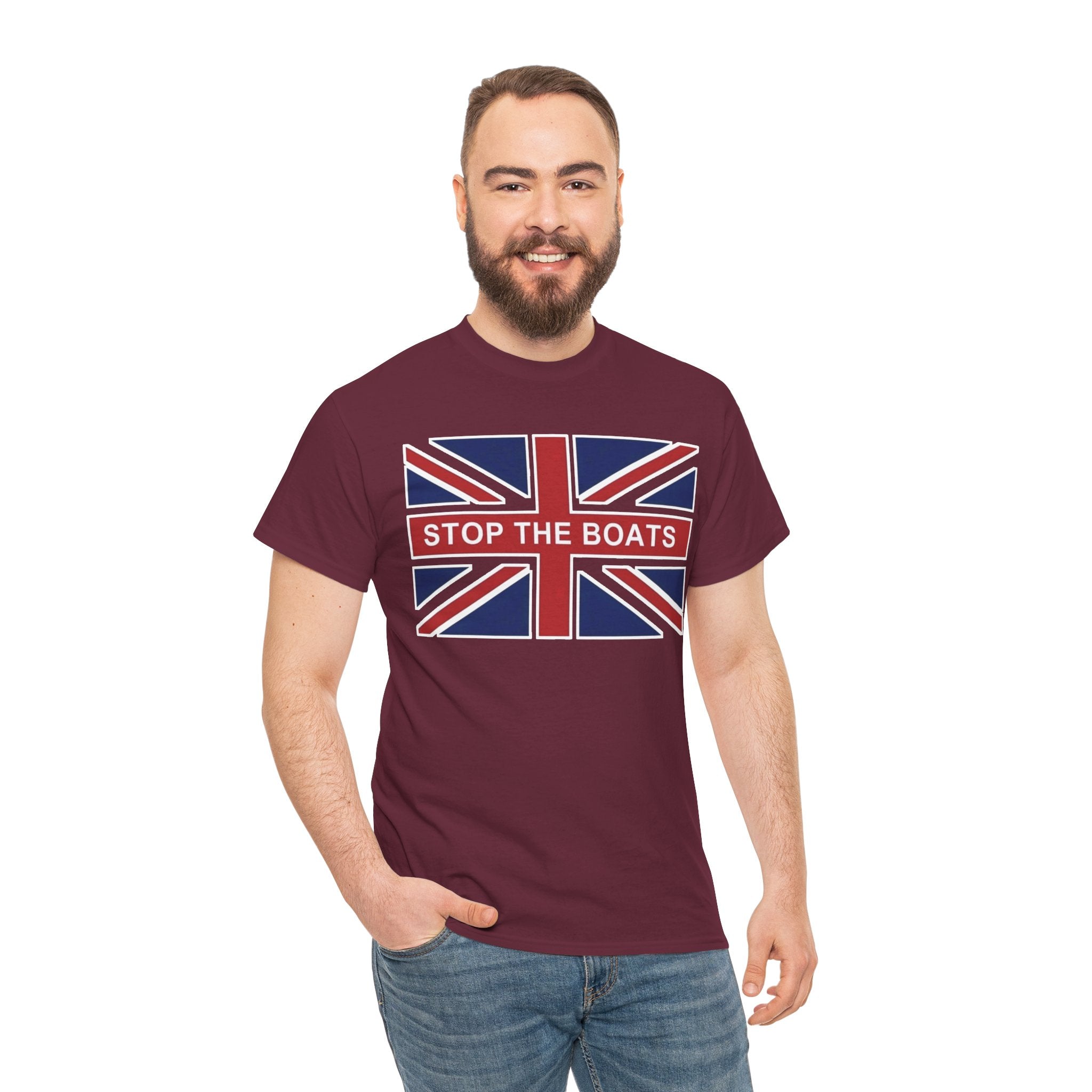 Union Jack "Stop The Boats" Political Statement Tee / T-Shirt
