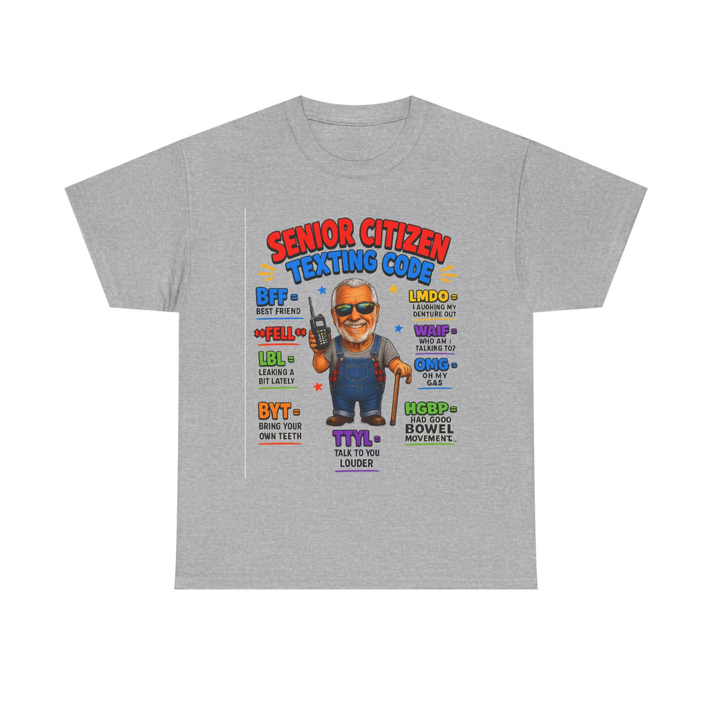 Senior Citizen Texting Code T-Shirt — Funny Grandpa Grandma Retirement Gift