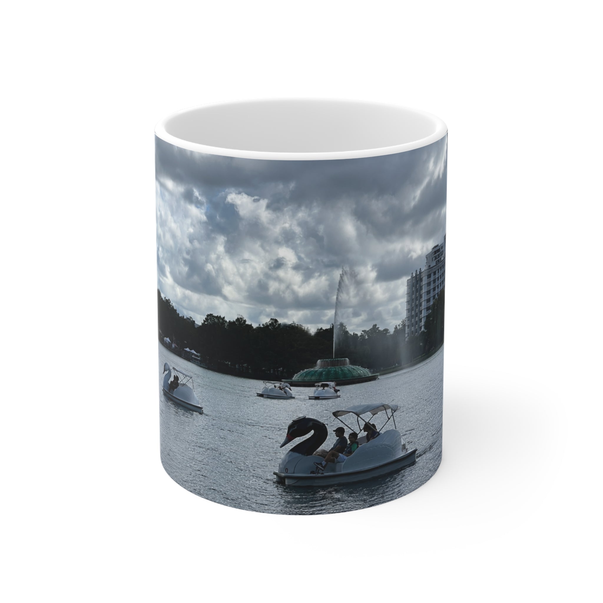 Lake Eola Orlando Swan Paddle Boat Lake Ceramic Coffee Mug — 11oz & 15oz Scenic Photo Mug