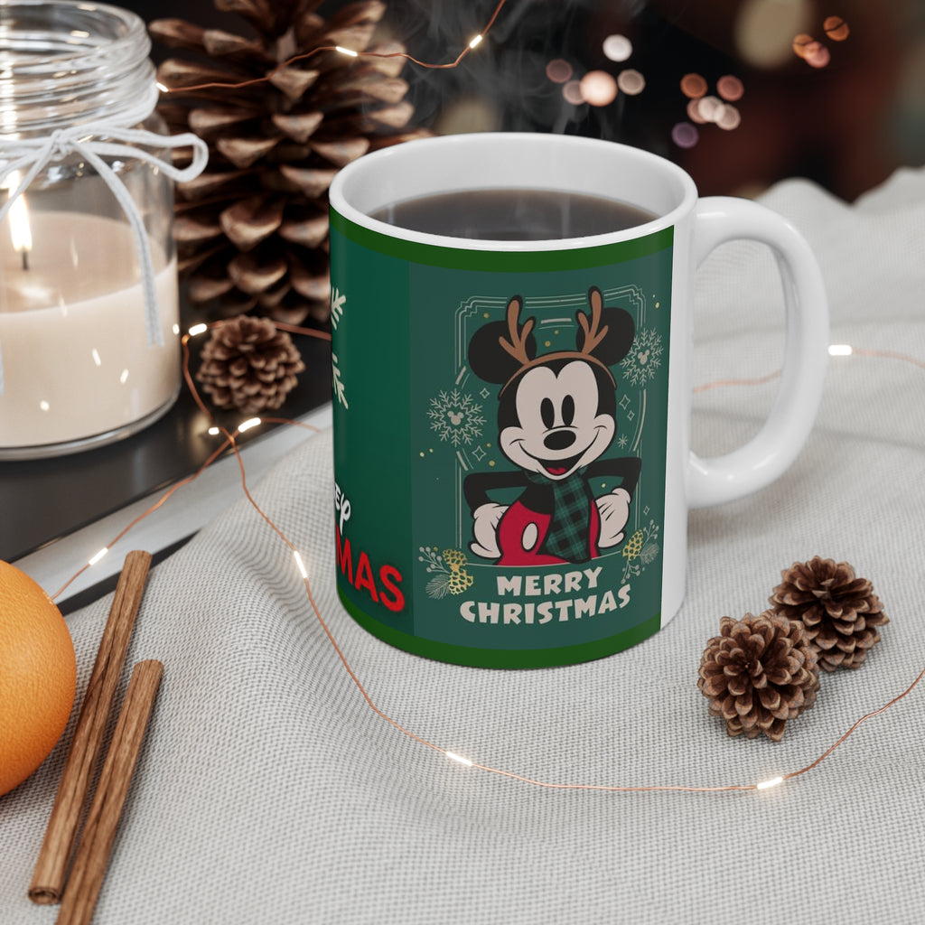 Disney Christmas Mickey Mug — Merry Christmas Ceramic Coffee Cup (11oz & 15oz)