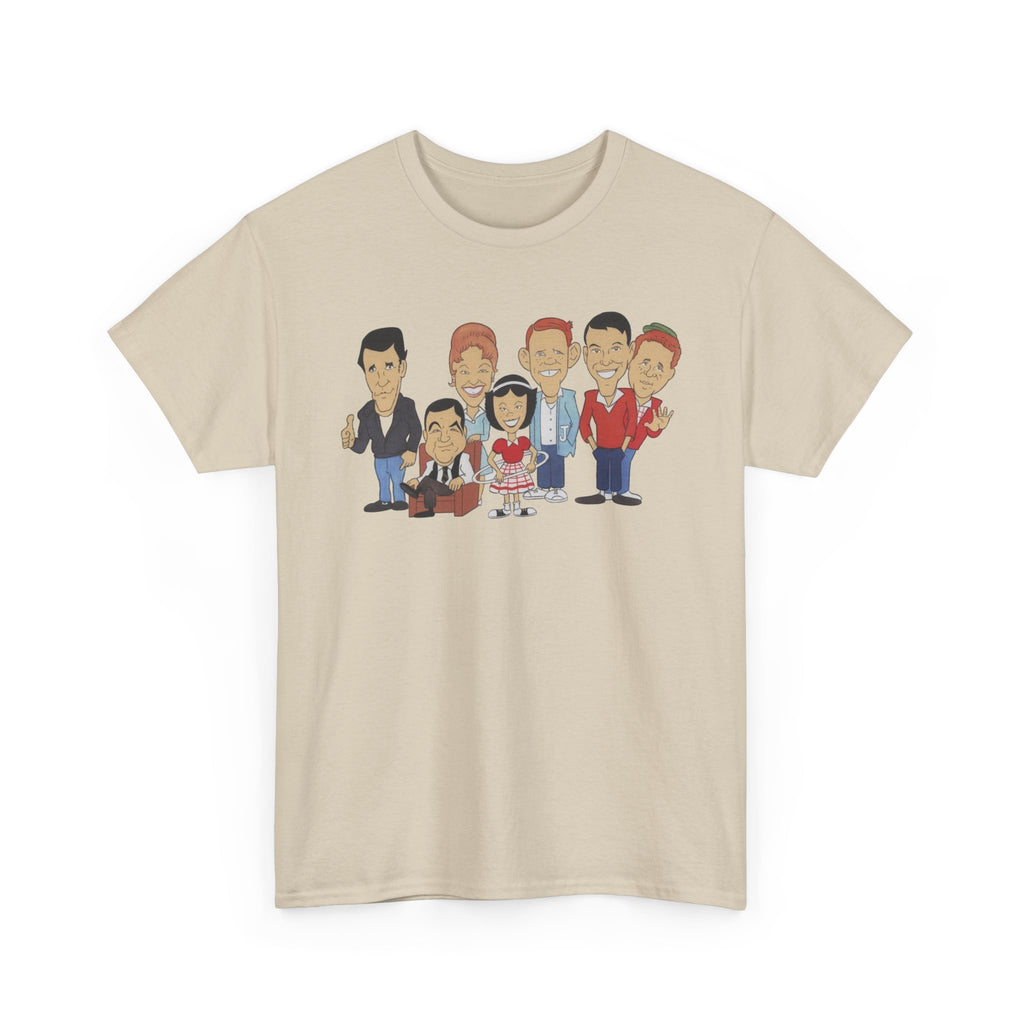 Happy Days Retro TV Cast Cartoon Tee - Vintage Sitcom Character Group Shirt