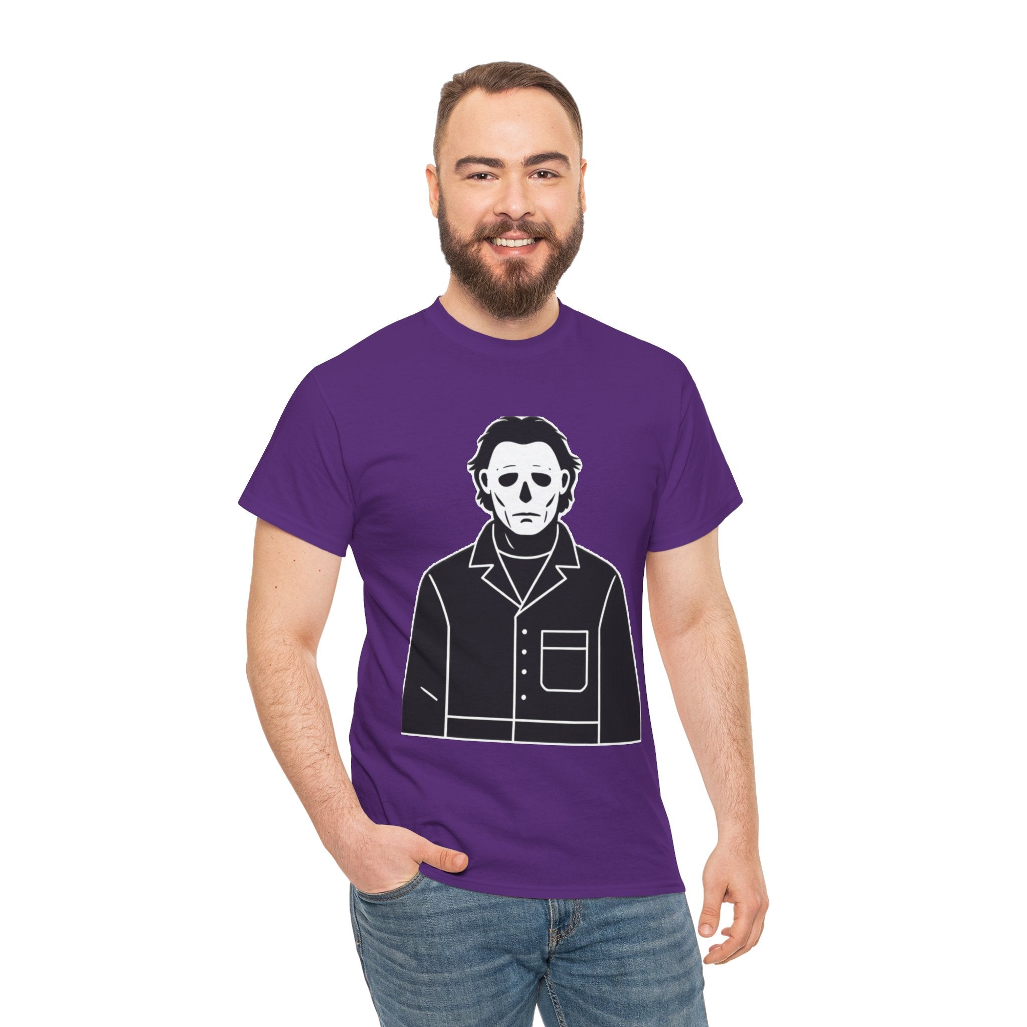 Michael Myers Outline Horror T-Shirt — Minimal Halloween Mask Tee