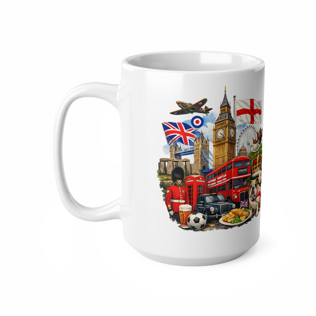London Icons Ceramic Coffee Mug — London Landmarks & Union Jack Design (11oz, 15oz)