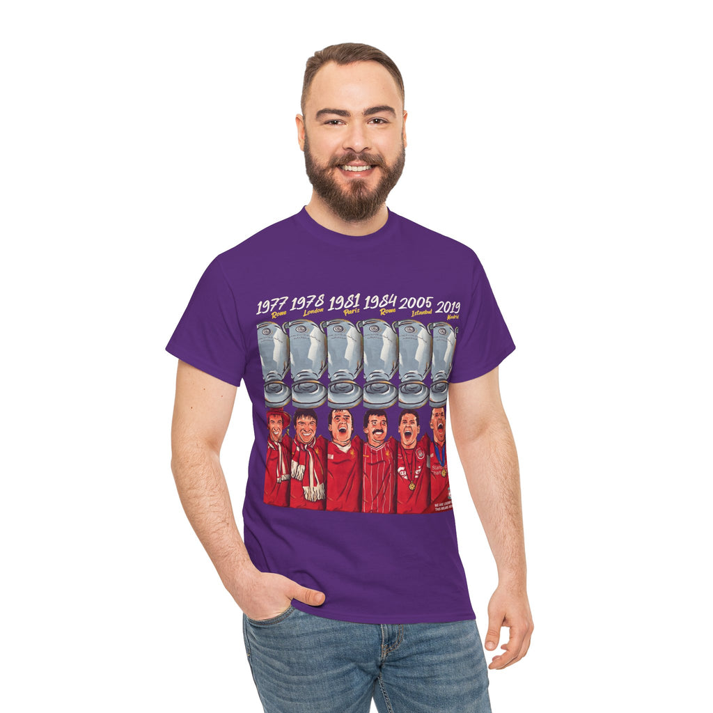 Liverpool Champions Timeline Tee — Liverpool European Cup Winners (1977, 1978, 1981, 1984, 2005, 2019)